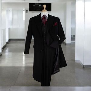 MEN'S VENO GIOVANNI 100% WOOL FULL LENGTH BLACK SINGLE BREASTED TOP COAT CS-21.
